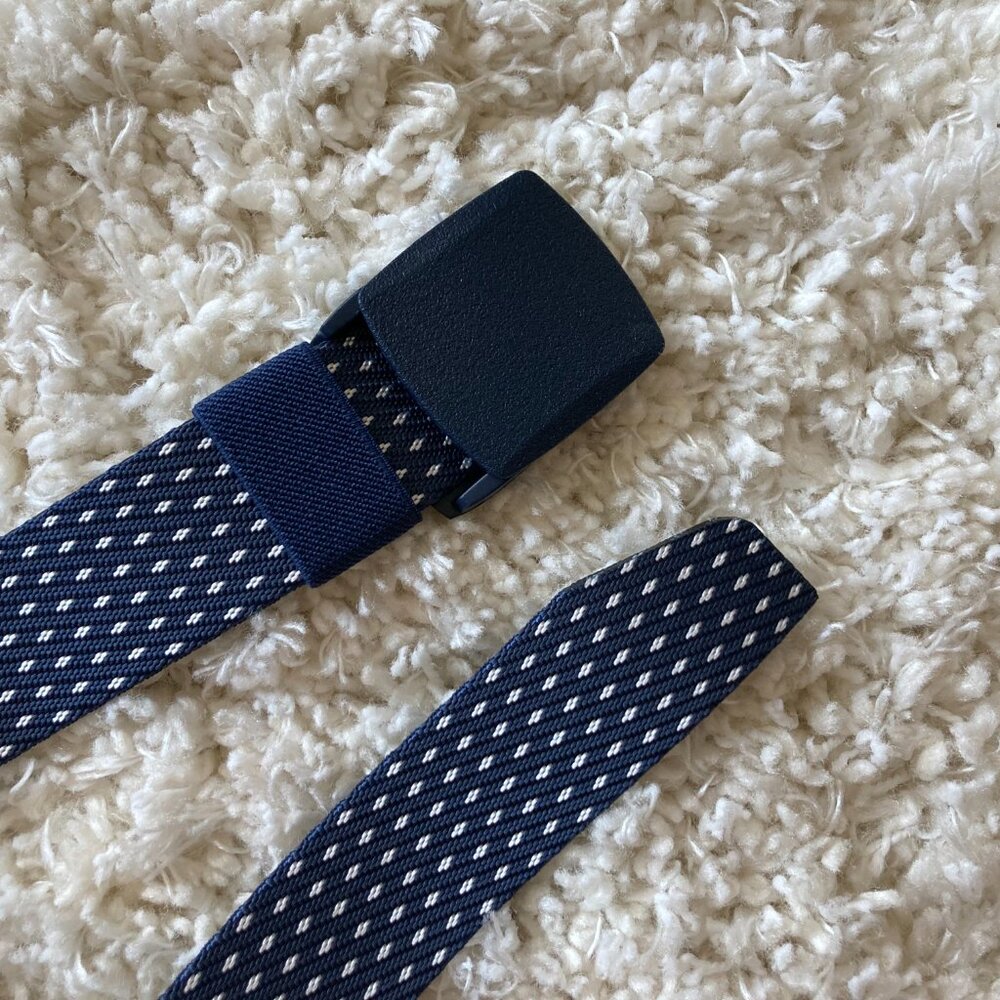 Brand New Navy Polka Dot Pattern Canvas Belt - Picture 2 of 2